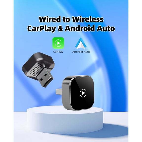 Wireless CarPlay & Android Auto Adapter, USB CarPlay Dongle, Plug & Play Wireless Car Multimedia Adapter for Factory Wired Vehicles, Fast Auto Connect