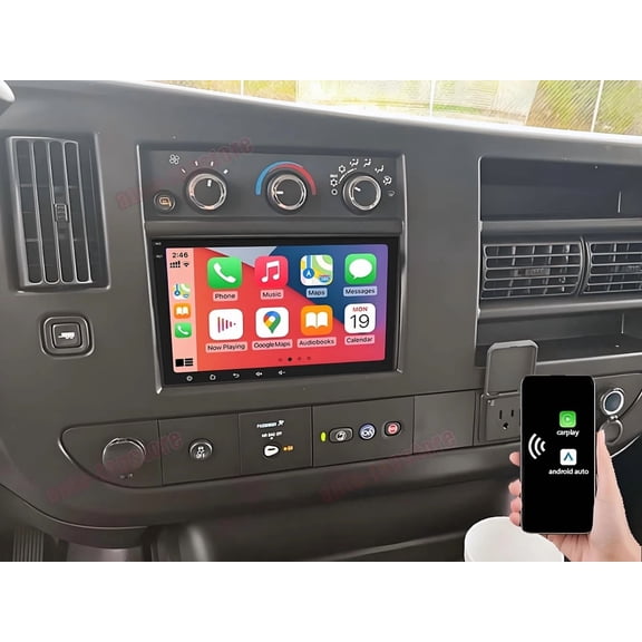 Wireless CarPlay Android Auto Car Stereo For Chevy Express 2500 3500 2019-2024, 8-inch IPS Touchscreen Android 13 GPS Navigation, 2+32GB, with GPS WiFi Bluetooth SWC Mirror Link Split Screen