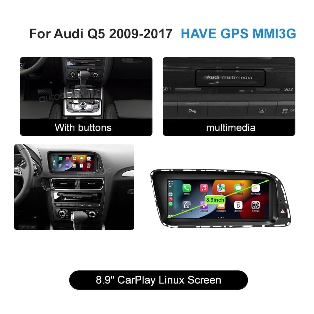 Wireless CarPlay Android Auto for Audi Q5 2009-2017 Car Multimedia Linux Touch Screen with Airplay Navigation Support Camera