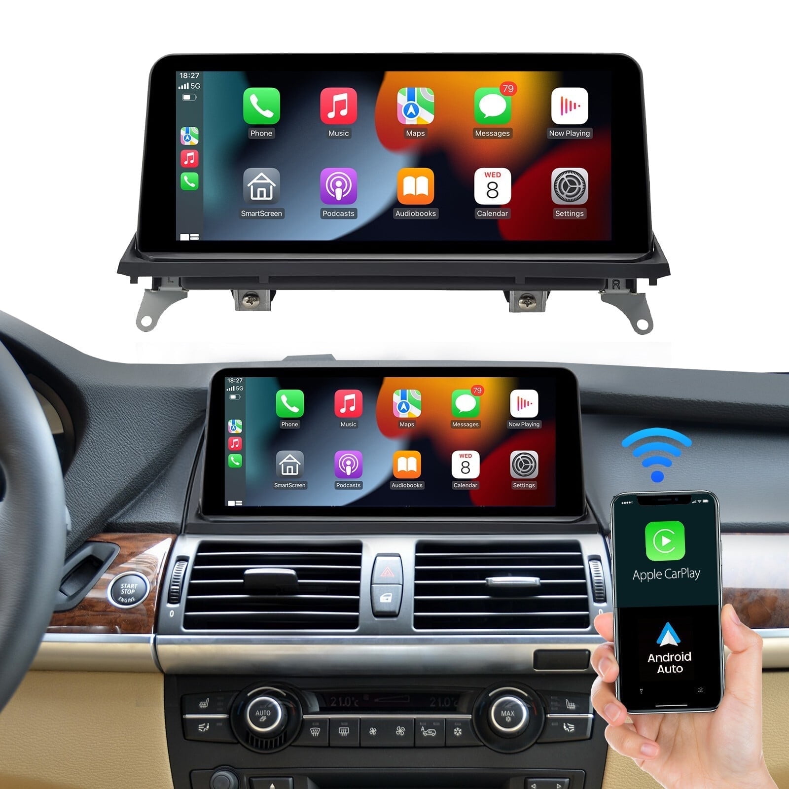 For BMW X5 X6 E70 E71 CIC2011-2013 10.25'' Carplay/Android Auto Touchscreen Youtube Netflix Navigation