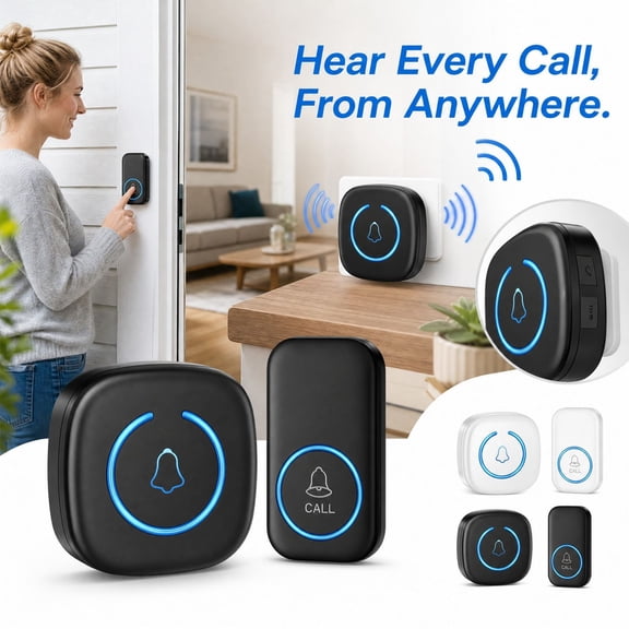 Wireless Caregiver Call Bell Remote Alert Button And Plug In Chime Receiver System With Adjustable Volume Silent Mode For Home Care