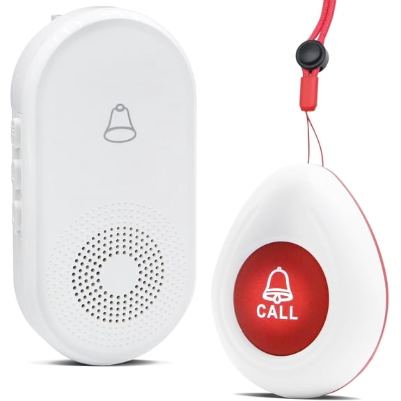 Wireless Caregiver Pager SOS Call Button for Elderly Monitoring 1000+ Feet Life AlertEmergency Alert System Call Bell for Nurse Patient Disabled 1 Waterproof Transmitter & 1 Plugin Receiver