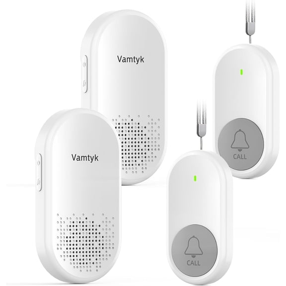 Wireless Caregiver Pager Smart Call System 2 SOS Call Buttons/Transmitters 2 Receivers Nurse Calling Alert Patient Help System for Home/Personal Attention Pager Life Alert Necklace Call Bell