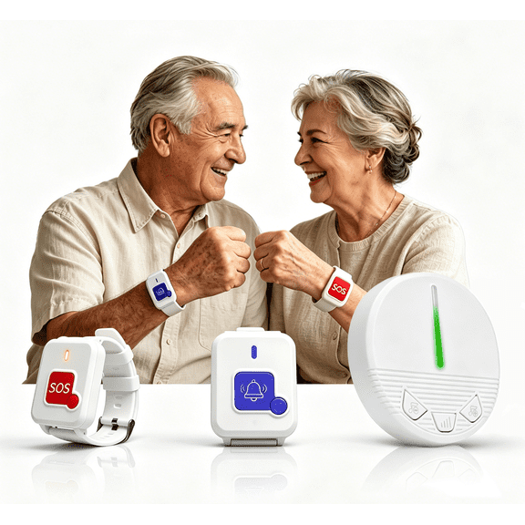 Wireless Caregiver Pager with Independent Medical Alert Button - Fall Help Alert Device for Seniors Home & Hospital(500FT)