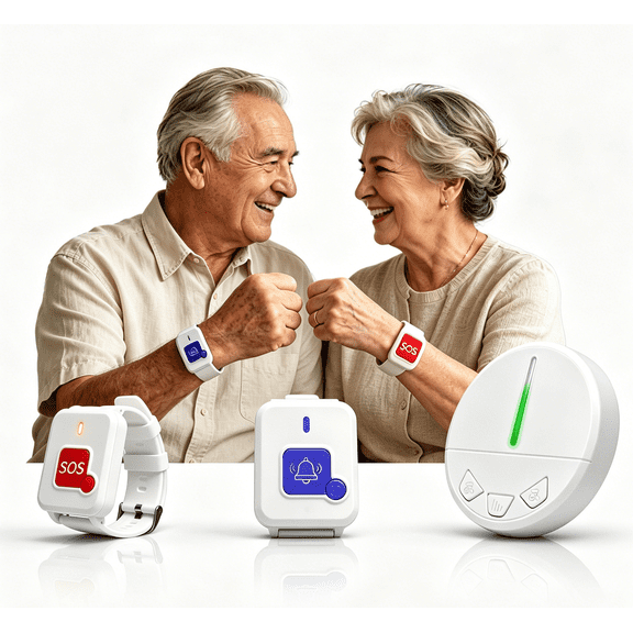 Wireless Caregiver Pager with Independent Medical Alert Button - Fall Help Alert Device for Seniors Home & Hospital(500FT)