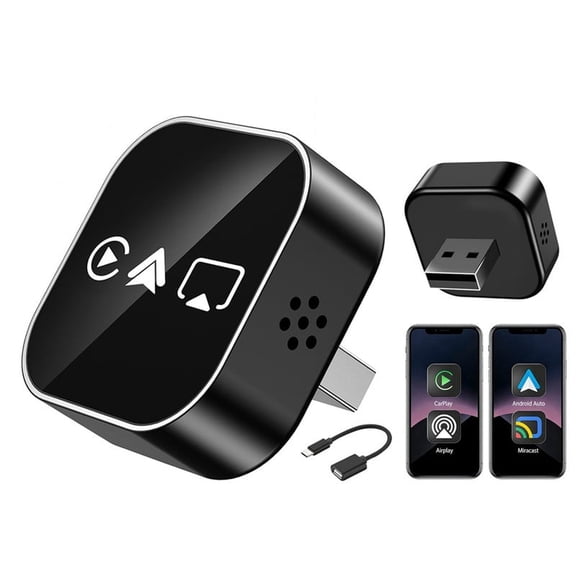 Wireless Carplay Adapter, 2 in 1 Apple CarPlay and Android Auto Adapter Convert Wired to Wireless Dongle for Apple Android,Plug and Play for iOS 10+ & Android 11+, Black