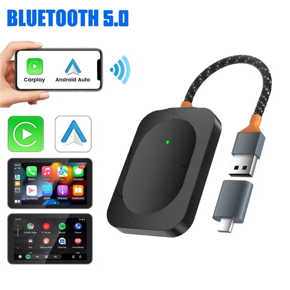 Wireless Carplay Adapter, 2 in 1 Apple CarPlay and Android Auto Adapter Convert Wired to Wireless Dongle for Apple Android,Plug and Play for iOS 10+ & Android 82+, Black For Acura MDX 2018-2024