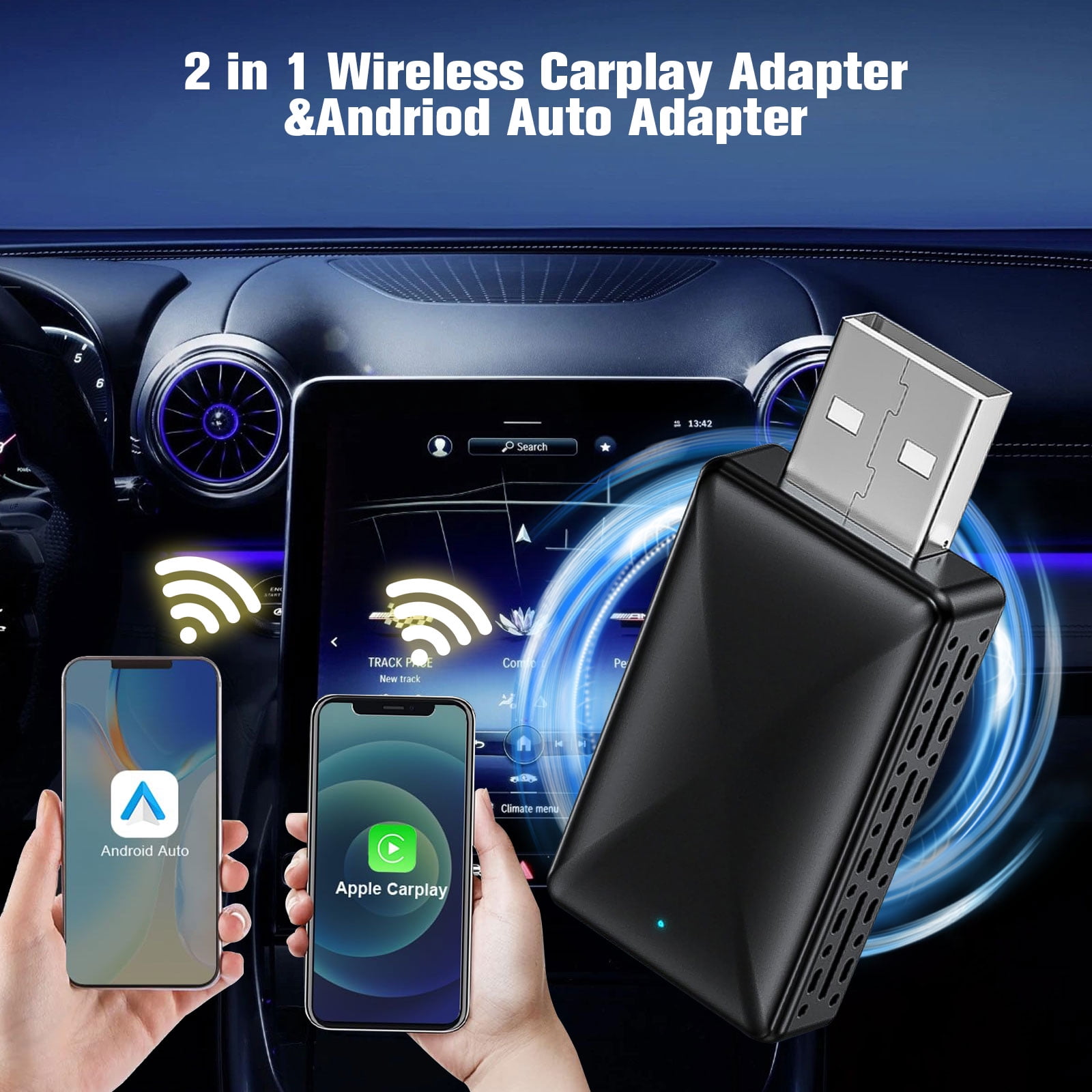 Wireless CarPlay & Android Auto Adapter - Mit Netflix/YouTube Support & TF-Karte