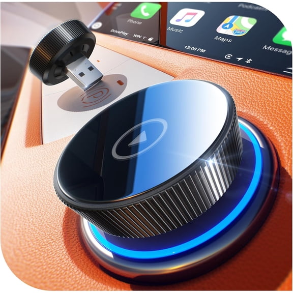 Wireless Carplay Adapter, 60% Smaller, 3X Auto-Connect, No Latency, Plug&Play, Bluetooth&WiFi, for Apple Mini Dongle iPhone 5~17 & 927+ Cars, USB A/C (Deep Black)