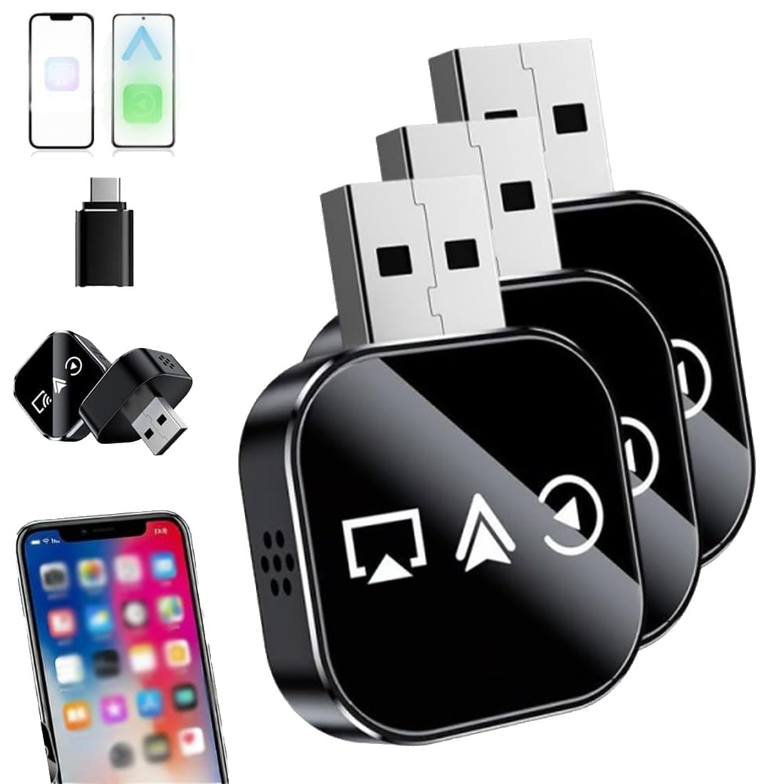 Wireless Carplay Adapter with Screen Mirroring for Car Mirror Link ...