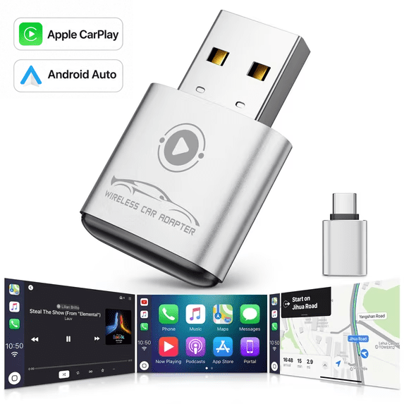 Wireless Carplay Adapter, TERUNSOUl CarPlay Wireless Adapter Convert Wired to Wireless for Android Auto, Plug and Play & Zero Latency Dongle for Android 11+