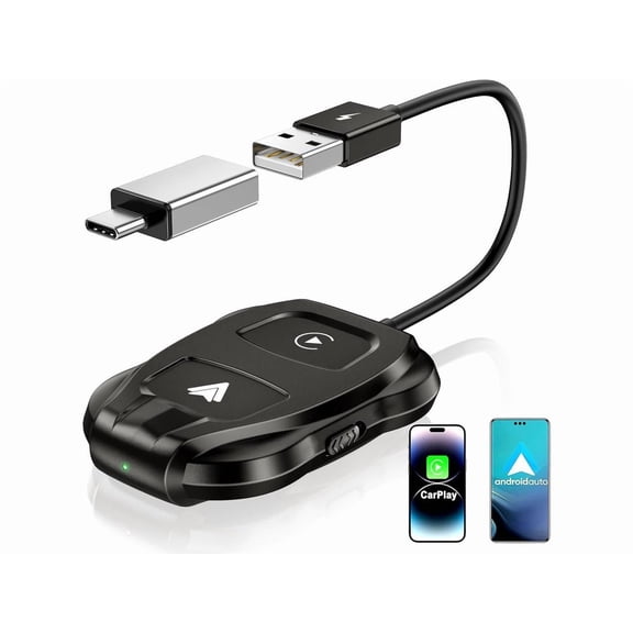 Wireless Carplay Adapter,Upgrade 2 in 1 Plug & Play Dongle, Converts Wired CarPlay to Wireless, One-Click Switching to Instantly Adapt to Android and Apple Devices