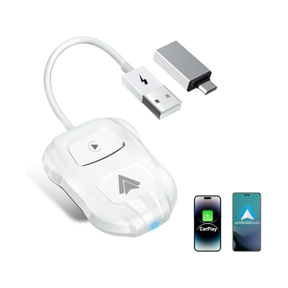 Wireless Carplay Adapter,Upgrade 2 in 1 Plug & Play Dongle, Converts Wired CarPlay to Wireless, One-Click Switching to Instantly Adapt to Android and Apple Devices