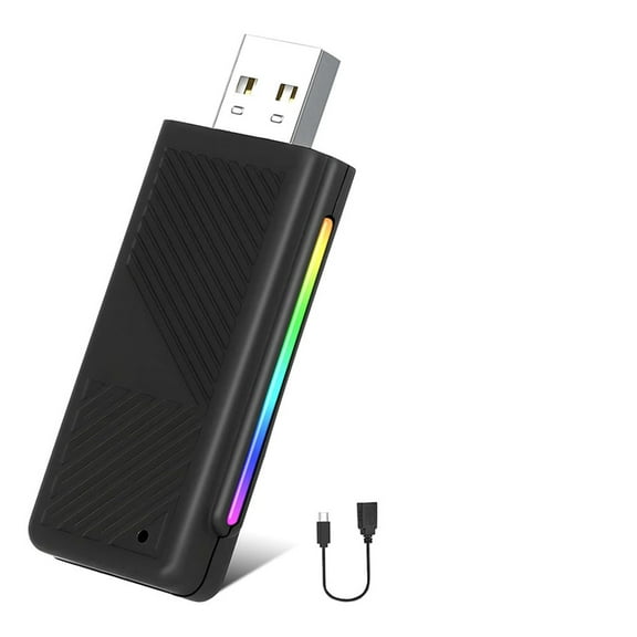 Wireless Carplay Adapter,Wired to Wireless CarPlay Dongle Plug & Play Auto Connect Bluetooth 5.0 WiFi 7 Colour Backlight,1 x Wireless Carplay Adapter 1 x USB to Type C Cable,Black