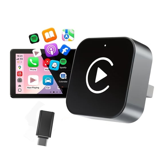 Wireless Carplay Adapter for Apple Carplay & Android Auto, Plug & Play Video Streaming, Convert Wired to Wireless, Auto Connect Wi-Fi