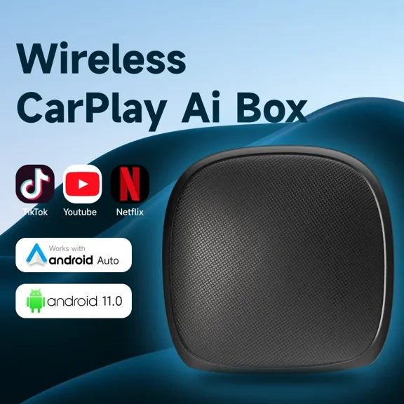 Wireless Carplay Ai Box Plus CarPlay Adapter with Android 11.0 & TF Card Support - Car Audio/Video, 4-Core CPU QCM2290 2GB+16GB