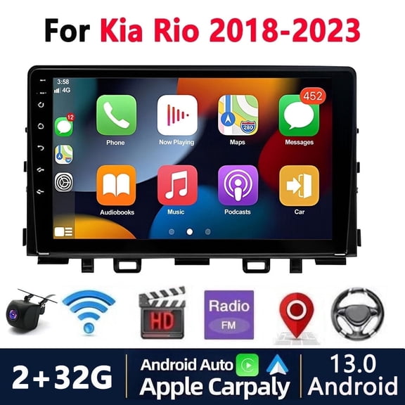 Wireless Carplay Car Stereo Radio for Kia Rio 2018-2023 9" Android 13 Touchscreen, Car Radio 2+32G Wifi GPS Navigation, Android Auto