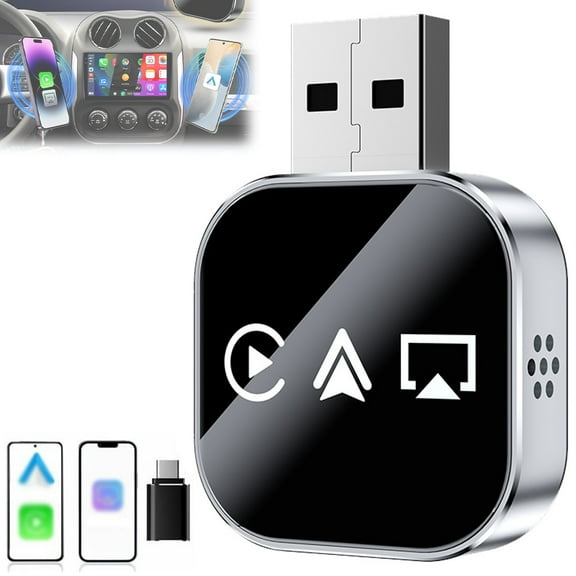 Wireless Carplay Mirror Link Adapter, 2026 Upgrade 3 in 1 Compatible with Airplay/Android Auto/Carplay, Plug and Play USB Carplay Adapter for iPhone Apple Android, Mini Size Fast Stable