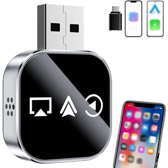 Wireless Carplay Mirror Link Adapter, 2026 Upgrade 3 in 1 auto Adapter with 2.4/5ghz WiFi & Bluetooth 5.0, Instant Wired to Wireless Conversion Plug & Play for Carplay,AirPlay