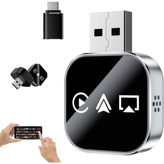 Wireless Carplay Screen Mirroring Adapter, 2026 Upgrade 3 in 1auto Adapter with 2.4/5ghz WiFi and Bluetooth 5.0, Wireless Conversion Plug & Play for Wired Carplay, Airplay(1pcs,for Apple)