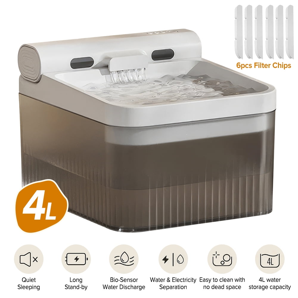 Wireless Cat Water Dispenser, 4L Rechargeable Pet Water Fountain with Motion Sensor, 3 Adjustable Modes, BPA-Free & 6 Filter Cotton - No Cable Restriction for Cats & Dogs