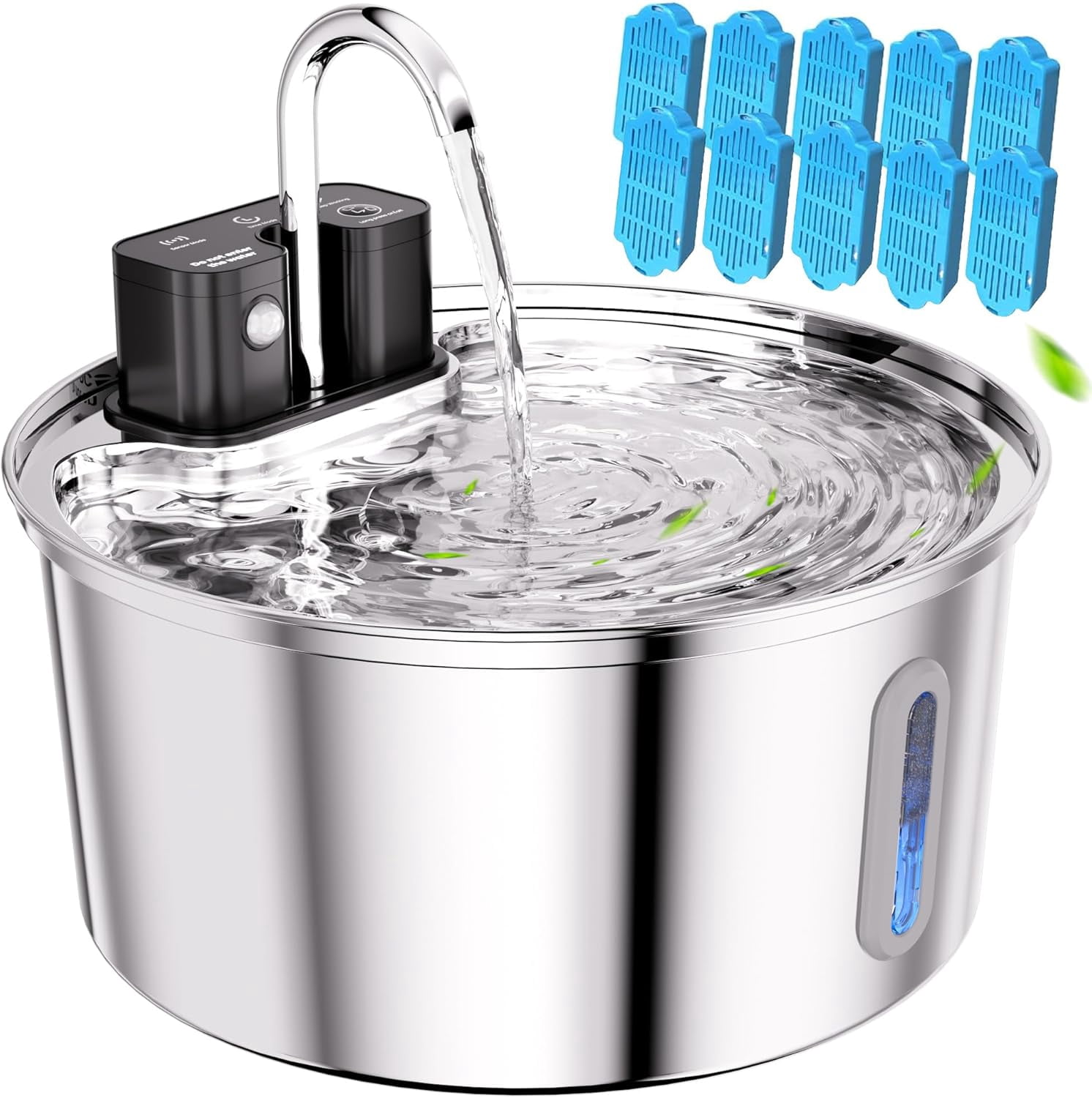 Wireless Cat Water Fountain - 108oz/3.2L Automatic Cat Water Fountain Cordless, Stainless Steel Battery Operated Pet Fountain Rechargeable Water Dispenser for Cats, Dogs, Multiple Pets