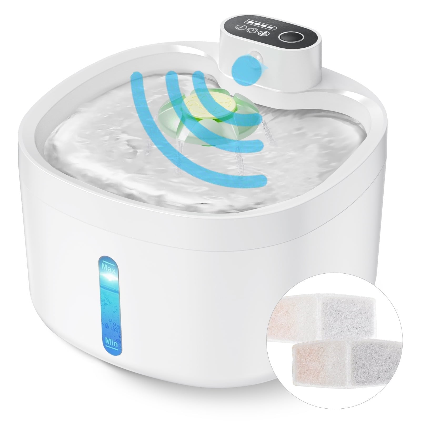 Wireless Cat Water Fountain 90oz with Motion Sensor - Battery Operated Cordless Pet Fountain, Ultra Quiet Pump,Free 3 Filters