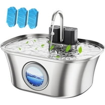 AGEETXT Cat Water Fountain 3.2L/108oz Wireless Stainless Steel Cat Fountain, Automatic Cordless Pet Water Fountain Indoor, Easy Clean BPA-Free for Cats, Dogs, Multiple Pets