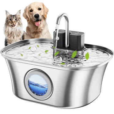 2L Cordless Stainless Steel Cat Water Fountain – Motion-Activated, Battery-Powered Pet Fountain For Indoor/Outdoor Use