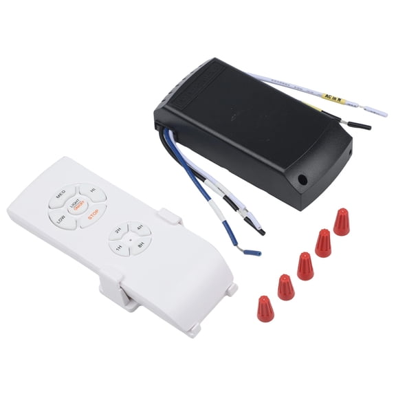 Wireless Ceiling Fan Light Remote Control Kit, 110V Timer Switch With 3-Speed 1/2/4/8H Setting, PC Material Controller For Most Invisible Pull Cord Fans, White & Black, 30M Range