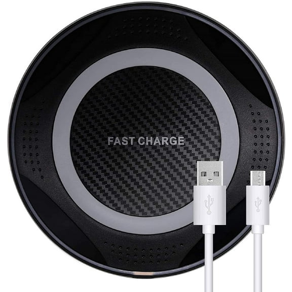 Wireless Charger, 10W Qi-Certified Fast Wireless Charging Pad, High-Speed Charging Pad Compatible with iPhone, Samsung Galaxy, AirPods and Other Qi-Enabled Devices(No AC Adapter)-Black