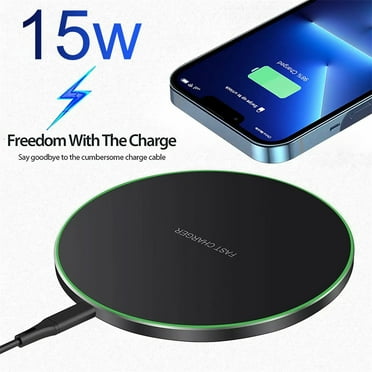 Wireless Charger, 15W Max Round Charging Pad, Qi-Certified for iPhone, Black