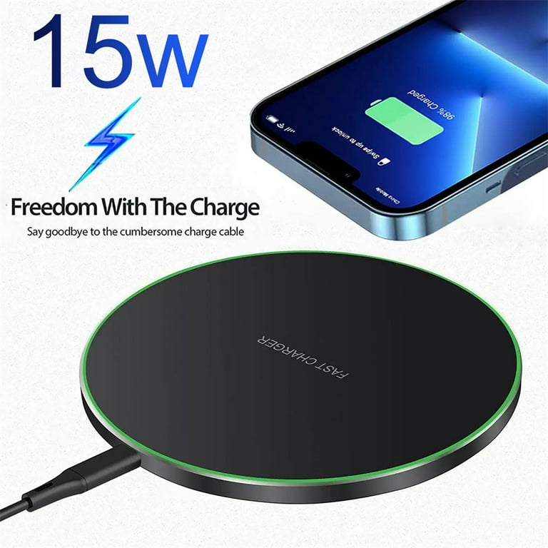 Wireless Charger, 15W Max Round Charging Pad, Qi-Certified for