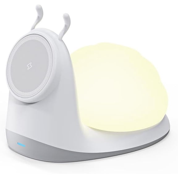 Wireless Charger, 2 in 1 Magnetic, Rechargeable Cute Snail Night Light for, Fast Wireless Charging Base for iPhone16/15/14/13/12 Series, 3 Level Dimmable, Suitable for Office and Room.
