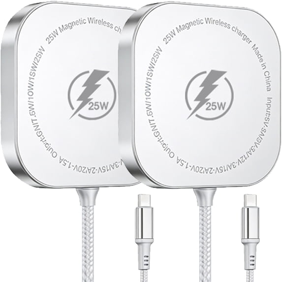 Wireless Charger,25W Charging Pad Compatible with iPhone 17 16 15 14 13 12 Series, Fast Magnet Charger Stand Compatible with AirPods,Slim Portable Design White(2 Pack)