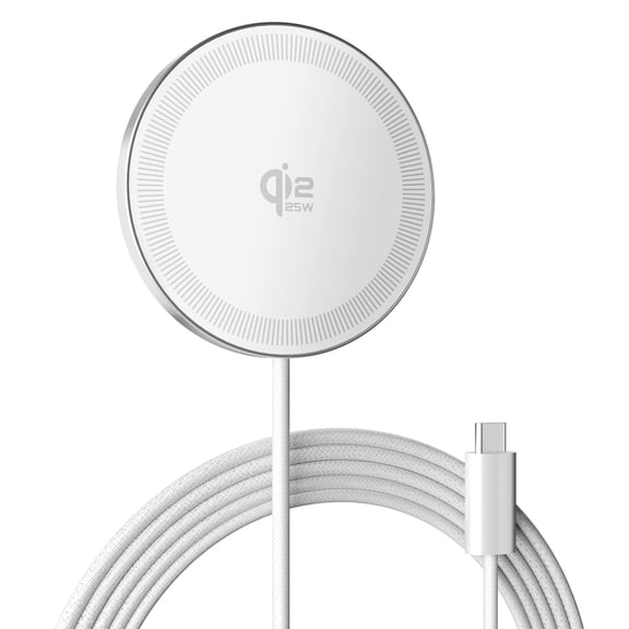 Magnetic Wireless Charger, 25W Fast charging pad Compatible with iPhone 17/16/15/14/13/12 Series, AirPods 4 3 2 Pro, Phone Charger for Home Office Travel, White