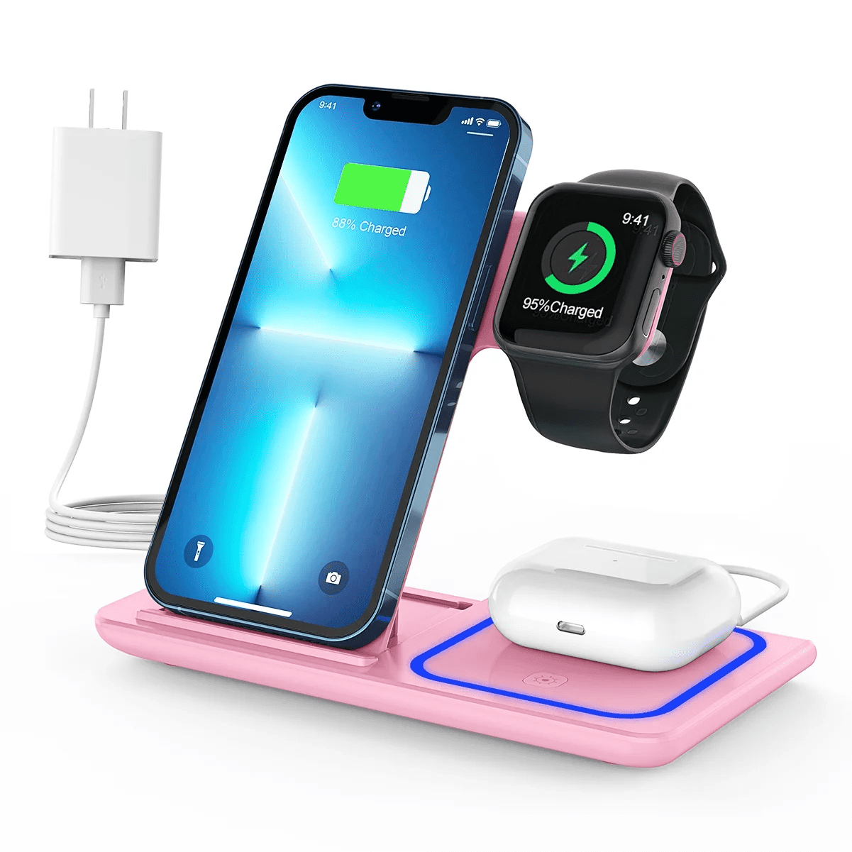 Support de chargeur sans fil 3 en 1, Station de charge rapide 15W pour Apple  Watch 8 7 – Oz Marketplace