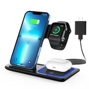 Wireless Charger, 3 in 1 Fast Charging Station for Apple iWatch Series 8/7/6/5/4/3/2/1,AirPods, Wireless Charging Stand for iPhone 15 14 13/12/11 Series/XS MAX/XR/XS/X/8Plus/Samsung