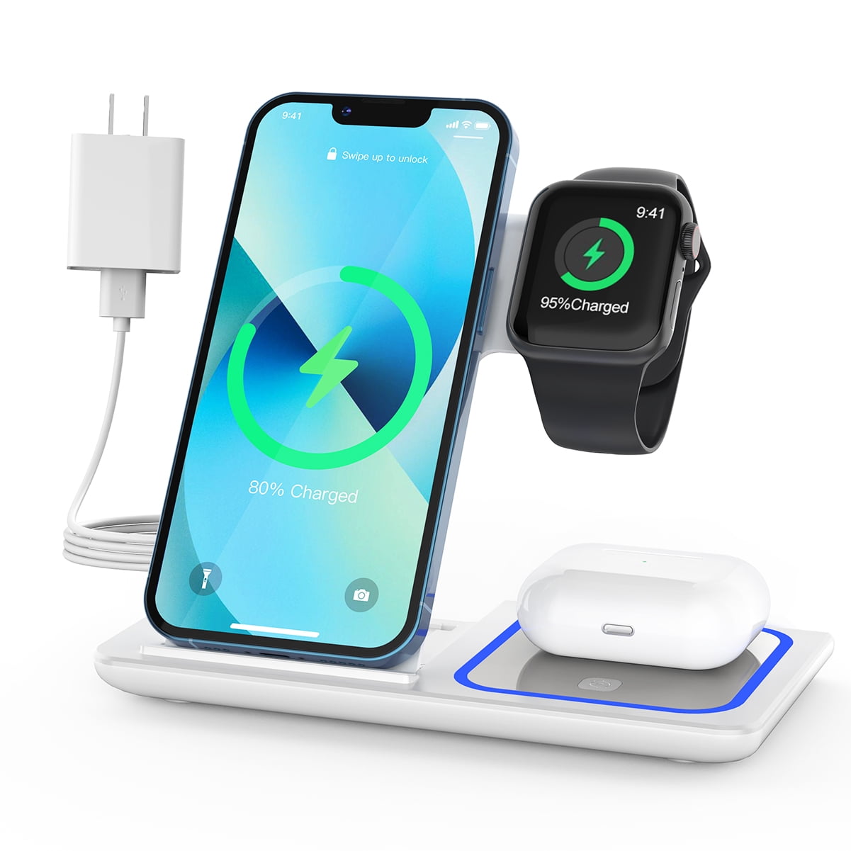 Charging Station for Multiple Devices Apple,3 in Apple Charging Station,Wireless Charging Station for iPhone 13 12 11 Pro Pro Max XS XS Max XR XS X,