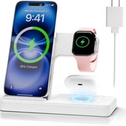 Wireless Charging Station,3 in 1 Wireless charger Compatible with iPhone 17 16 15 14 13 12 11 Pro Max Plus XS XR X 8,for Airpods 4 3 2 Pro,for iWatch 9 8 Ultra 2 SE 7 6 5 4 3 2