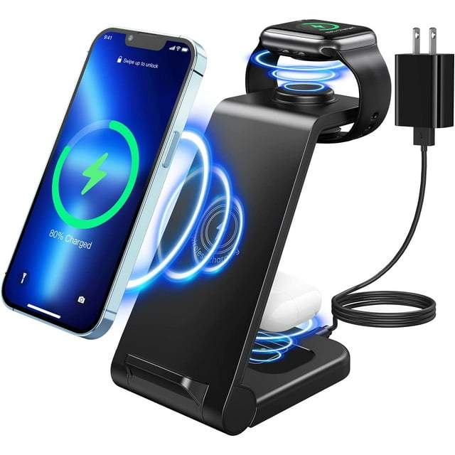 Wireless Charger, 3 in 1 QiCertified Fast Wireless Charging Station