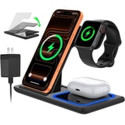 Cshidworld 18W Fast Wireless Charger, 3 in 1 Wireless Charging Station, Charging Stand for iPhone 17/16/15/14/13/12/11Pr