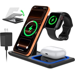 Cshidworld 18W Fast Wireless Charger, 3 in 1 Wireless Charging Station, Charging Stand for iPhone 17/16/15/14/13/12/11Pro/Pro Max, XR XS, for Apple Watch 9 8 7 6 SE 5 4, AirPods 3 2 With Adapter