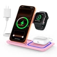 thumbnail image 1 of Wireless Charger,3 in 1 Wireless Charging Station,18w Fast Wireless Charger Stand for iPhone 17 16 15 14 13 12 11 Pro Max XS, Charging Dock for iWatch 10 9 8 7 6 5 4 3 2 SE, AirPods Pro 4 3 2, 1 of 9