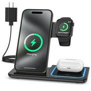 Wireless Charger, 3 in 1 Wireless Charging Station, Fast Charging Dock for iPhone 15/14/13/12/11/Pro/xs/sr/x/se/Galaxy, 15W Wireless Charger Stand for Apple Watch Series 8/7/6/5/4/3/2/AirPods