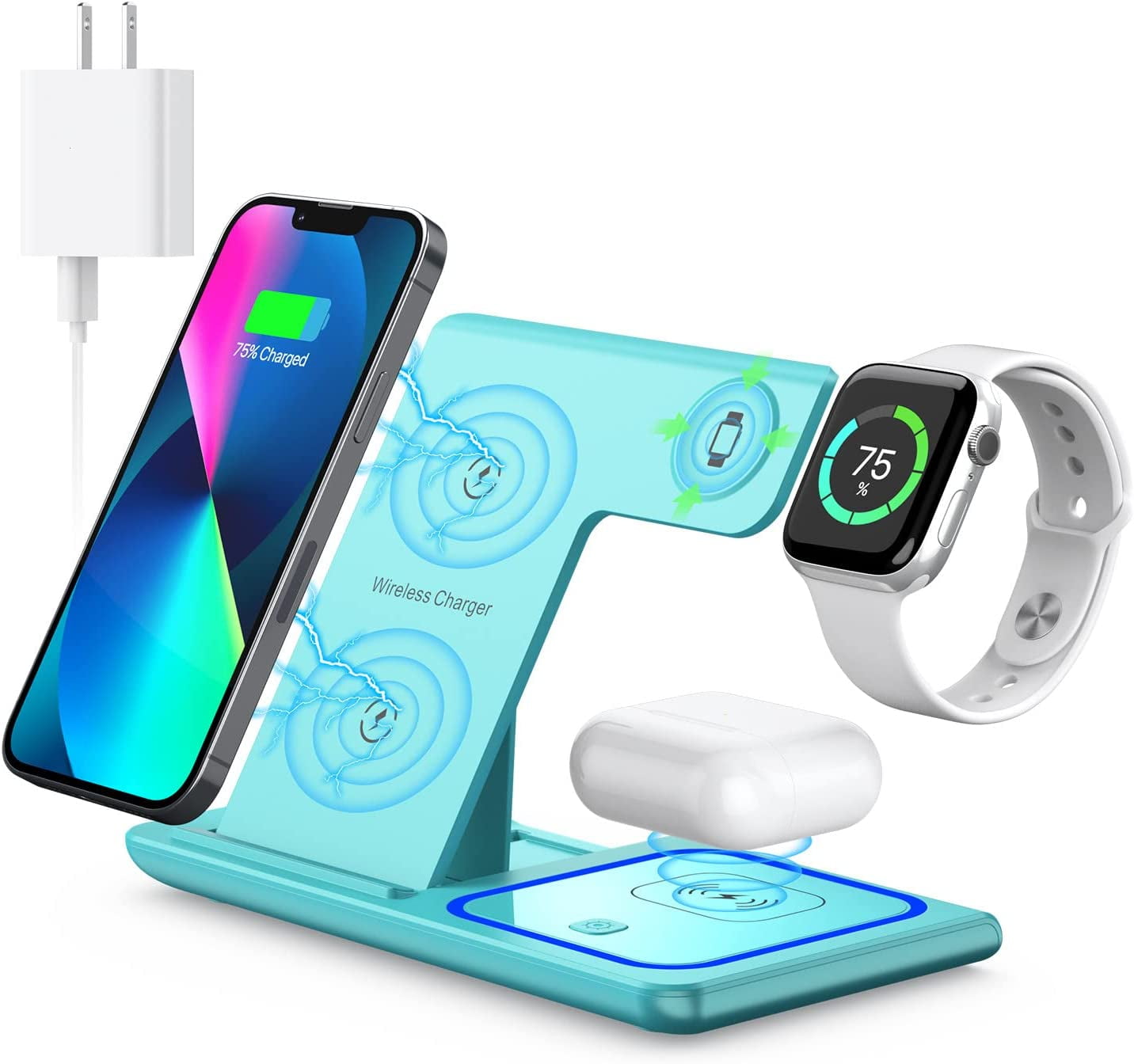 Wireless Charger, 3 in 1 Wireless Charging Station, Fast Wireless Charger Stand for iPhone 14/13/12/11/Pro/Max/XS/XR/X/8/Plus, for Apple Watch 7/6/5/4/3/2/SE, for AirPods 3/2/Pro
