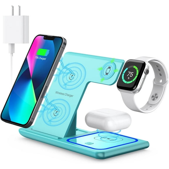 Wireless Charger, 3 in 1 Wireless Charging Station, Fast Wireless Charger Stand for iPhone 14/13/12/11/Pro/Max/XS/XR/X/8/Plus, for Apple Watch 7/6/5/4/3/2/SE, for AirPods 3/2/Pro