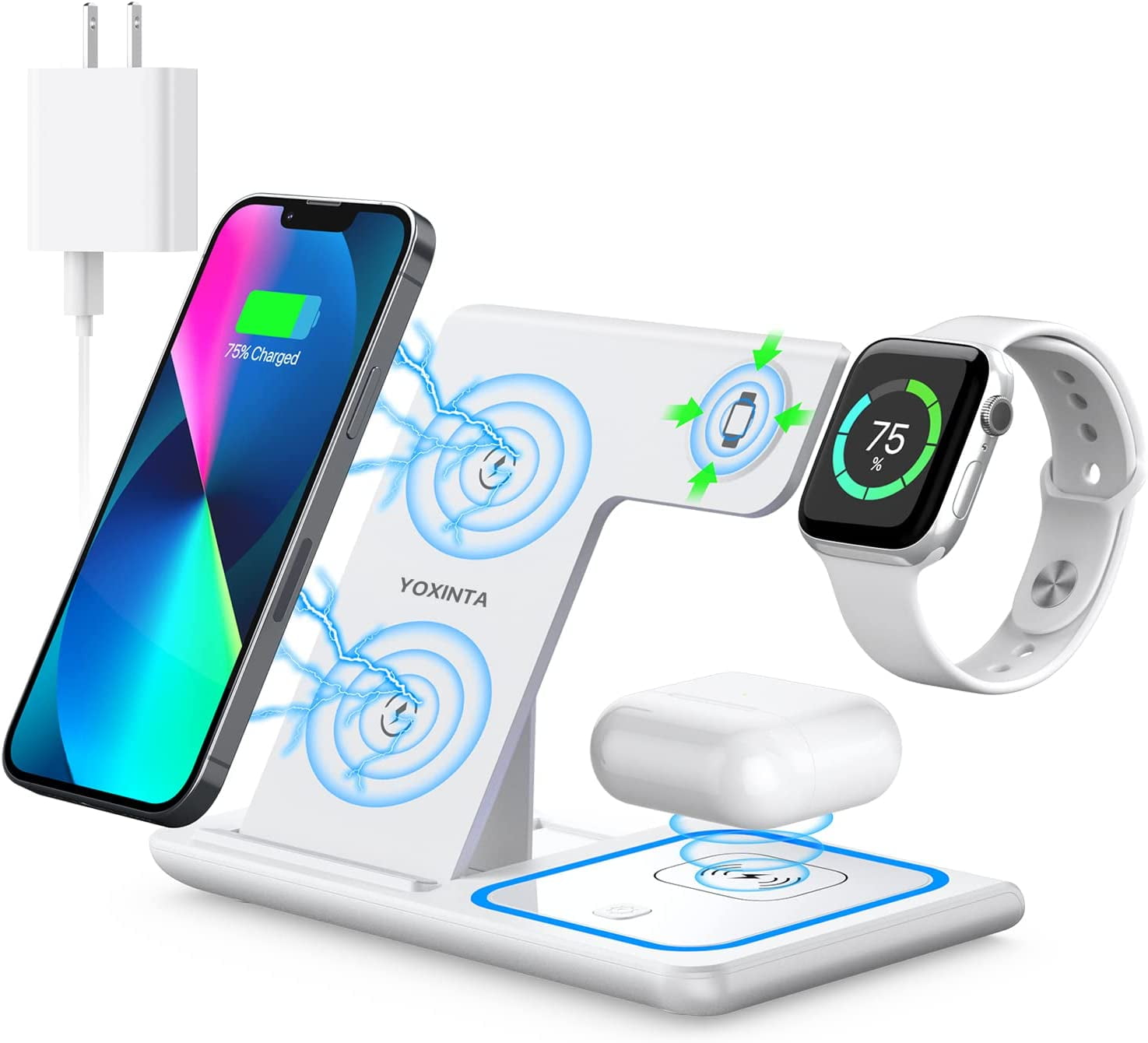 Wireless Charger, 3 in 1 Wireless Charging Station, Fast Wireless Charger Stand for iPhone 14/13/12/11/Pro/Max/XS/XR/X/8/Plus, for Apple Watch 7/6/5/4/3/2/SE, for AirPods 3/2/Pro