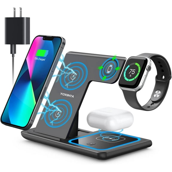 Wireless Charger, 3 in 1 Wireless Charging Station, Fast Wireless Charger Stand for iPhone 14/13/12/11/Pro/Max/XS/XR/X/8/Plus, for Apple Watch 7/6/5/4/3/2/SE, for AirPods 3/2/Pro