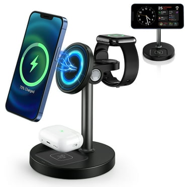 Wireless Charger, 15W Fast iPhone Charging Station, 3 in 1 Charger Stand for Multiple Apple Devices - iPhone 16e 16 15 14 Pro Max 13 12 11,Watch 10 9 8 7 6 5 4 3 2 SE Ultra Series, Airpods 4 3 2 Pro